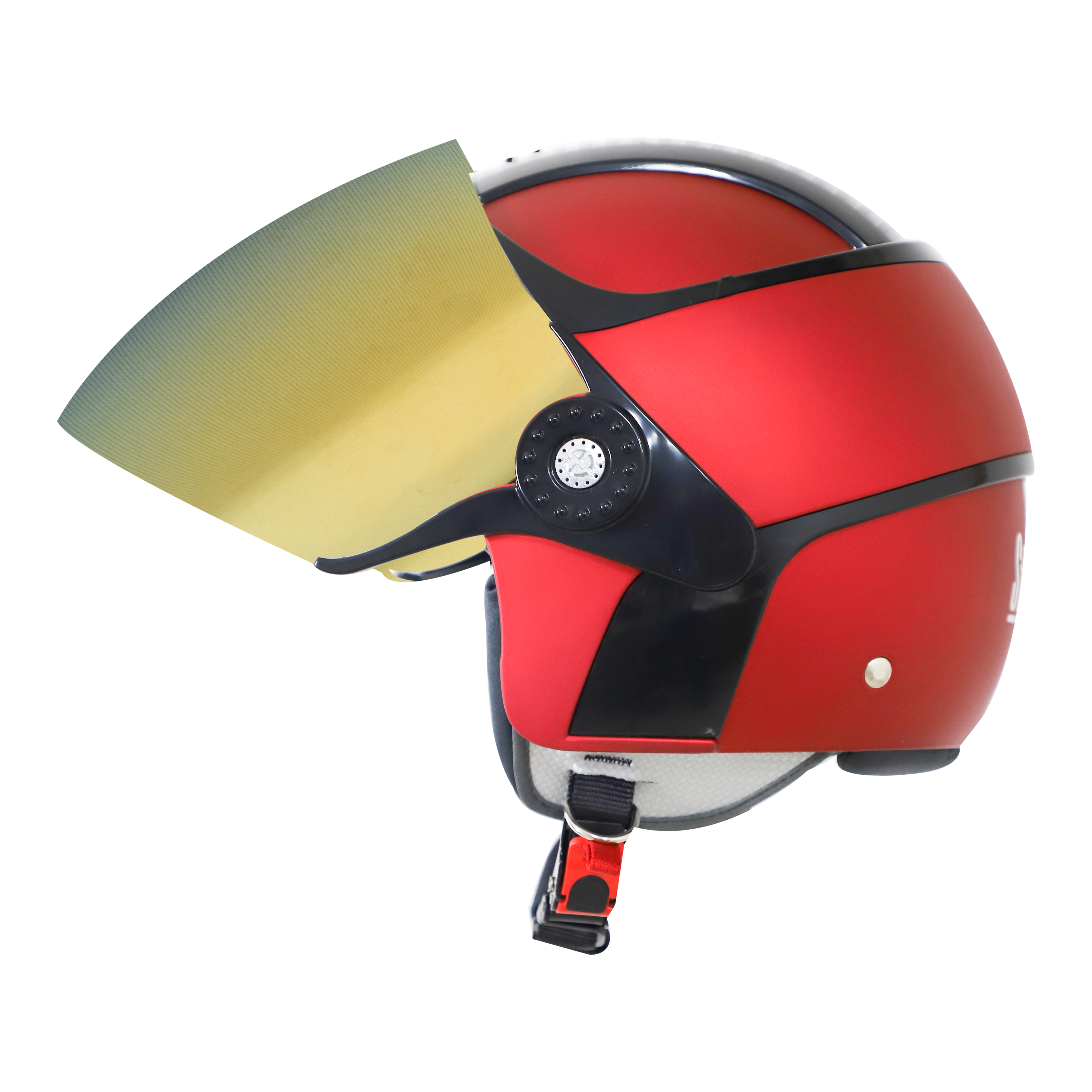 SB-29 AER MAT CHERRY RED WITH BLACK (FITTED WITH CLEAR VISOR WITH EXTRA CHROME GOLD VISOR FREE)